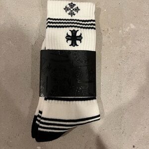 Chrome hearts Black and White Patterned Men's Socks